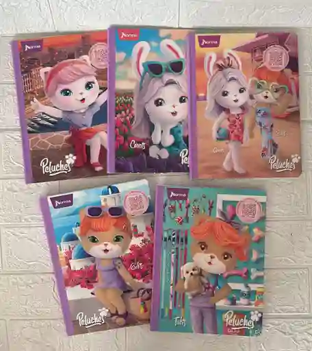 Cuaderno Cocido 50h Cuadros Niña Peluches Con Aroma Y Stickers
