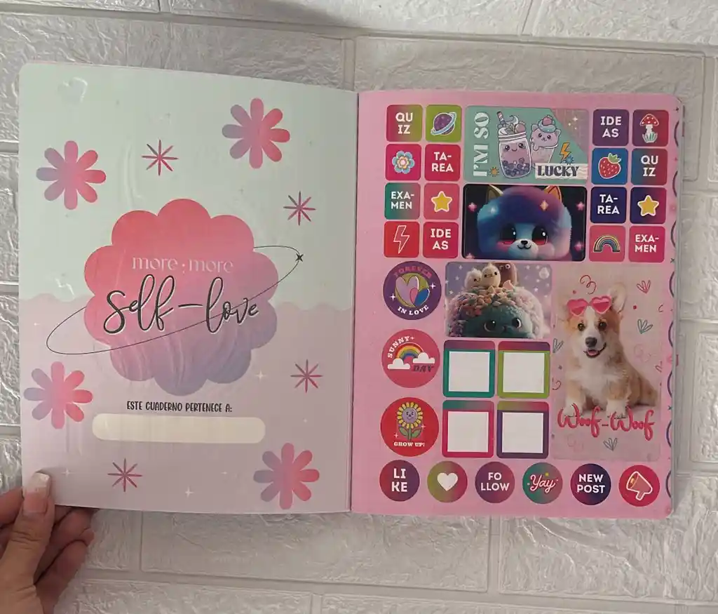 Cuaderno Cocido 100 Hojas Doble Linea Niña Expresarte Norma Con Stickers