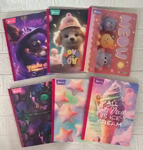 Cuaderno Cocido 100 Hojas Doble Linea Niña Expresarte Norma Con Stickers