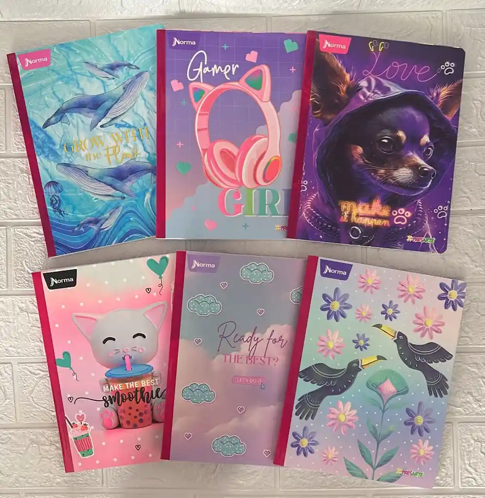 Cuaderno Cocido 100 Hojas Cuadros Niña Expresarte Norma Con Stickers