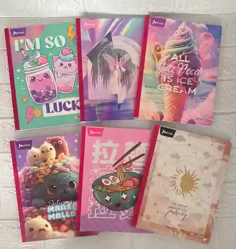 Cuaderno Cocido 100 Hojas Cuadros Niña Expresarte Norma Con Stickers