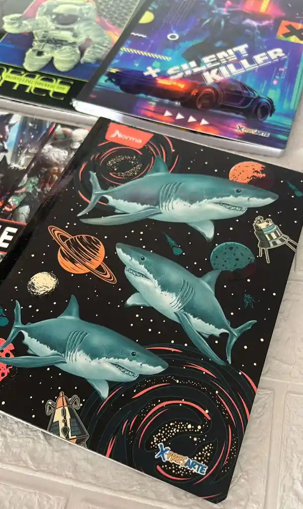 Cuaderno Cocido 100 Hojas Cuadros Niño Expresarte Norma Con Stickers