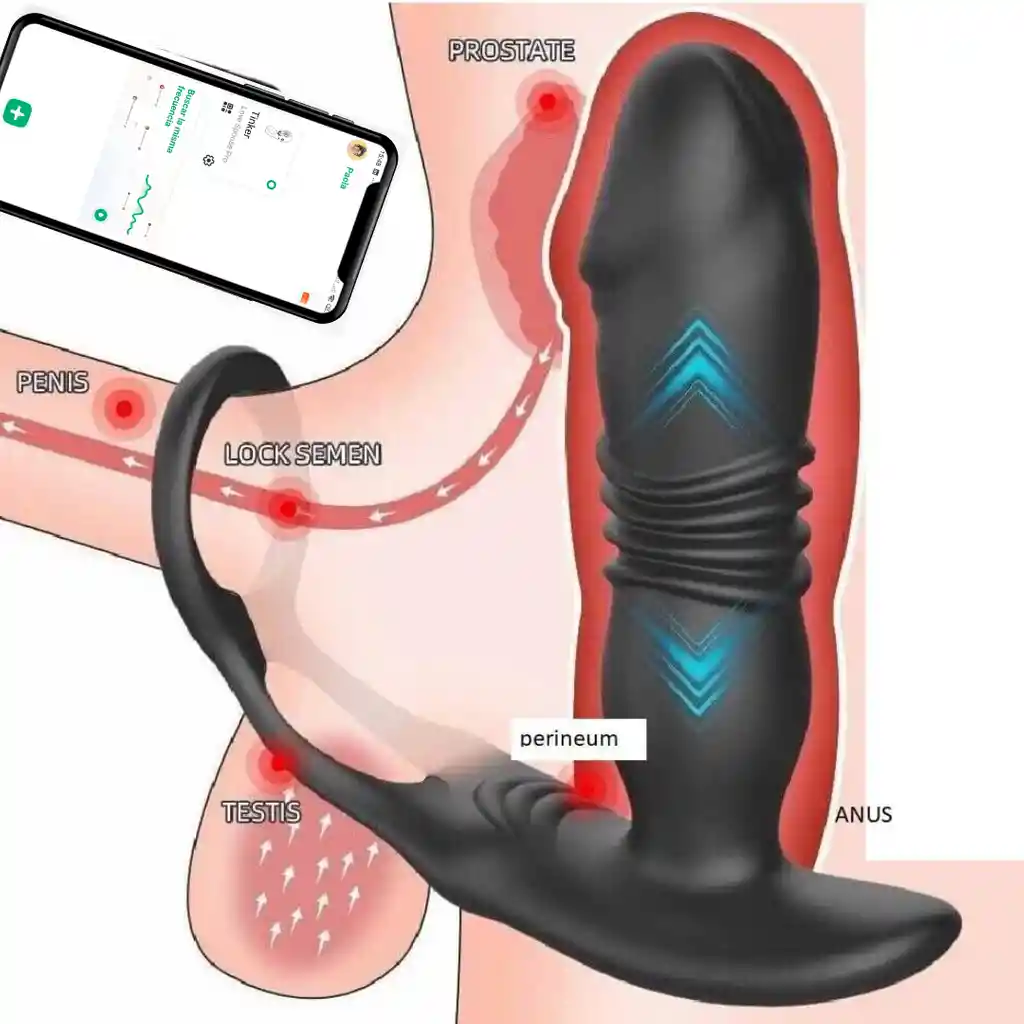 Vibrador Anal Prostatico, Vibrador De Empuje, Con Aplicación Larga Distancia, Vibrador Bluetooth