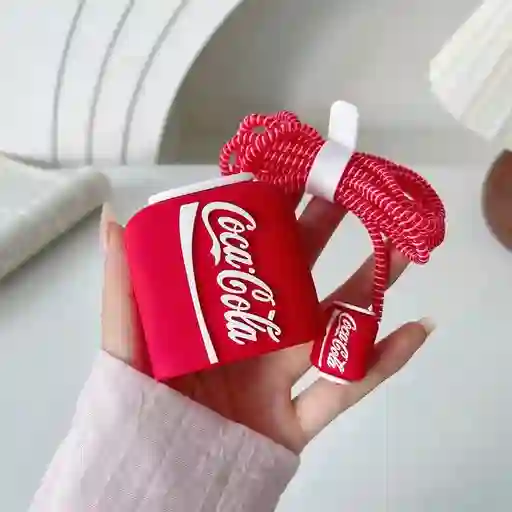 Kit Protector Funda Coca Cola Forro Cargador Iphone 20w