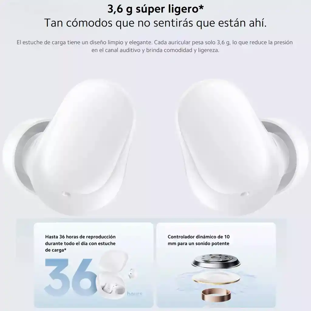 Auriculares Inalámbricos Bluetooth Xiaomi Redmi Buds 6 Play Color Blanco