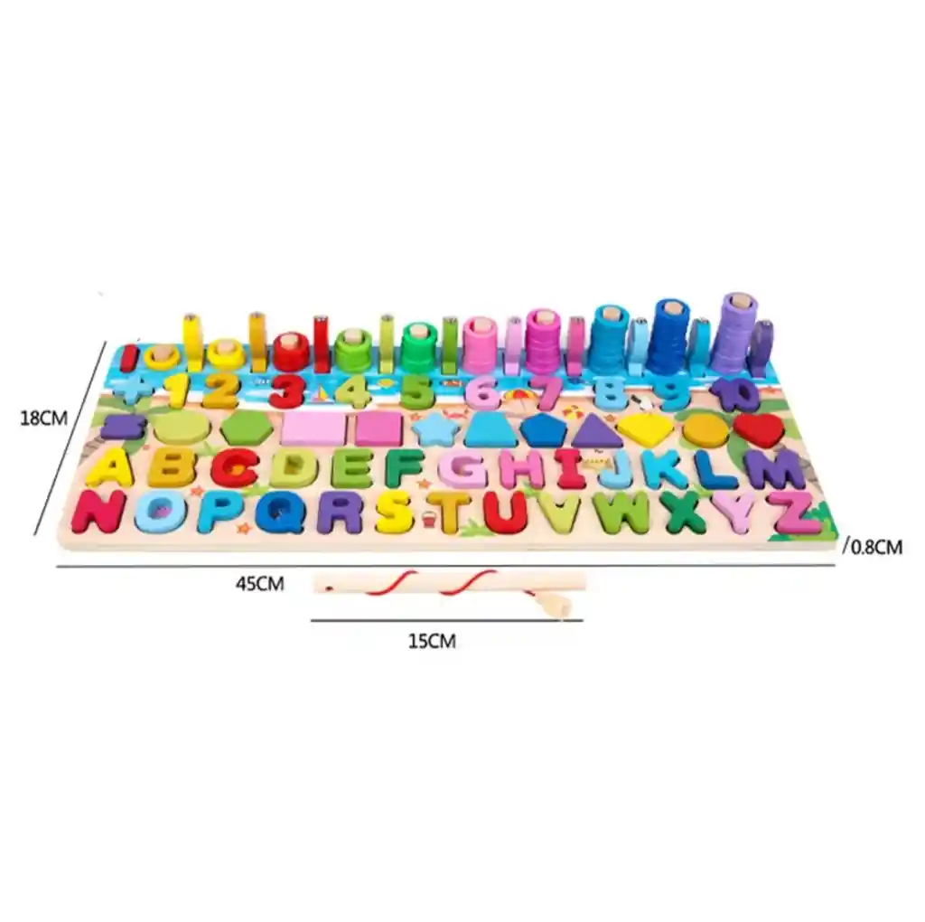 Juego Educativo Madera Abaco, Letras, Numeros Y Figuras Juego De Pesca