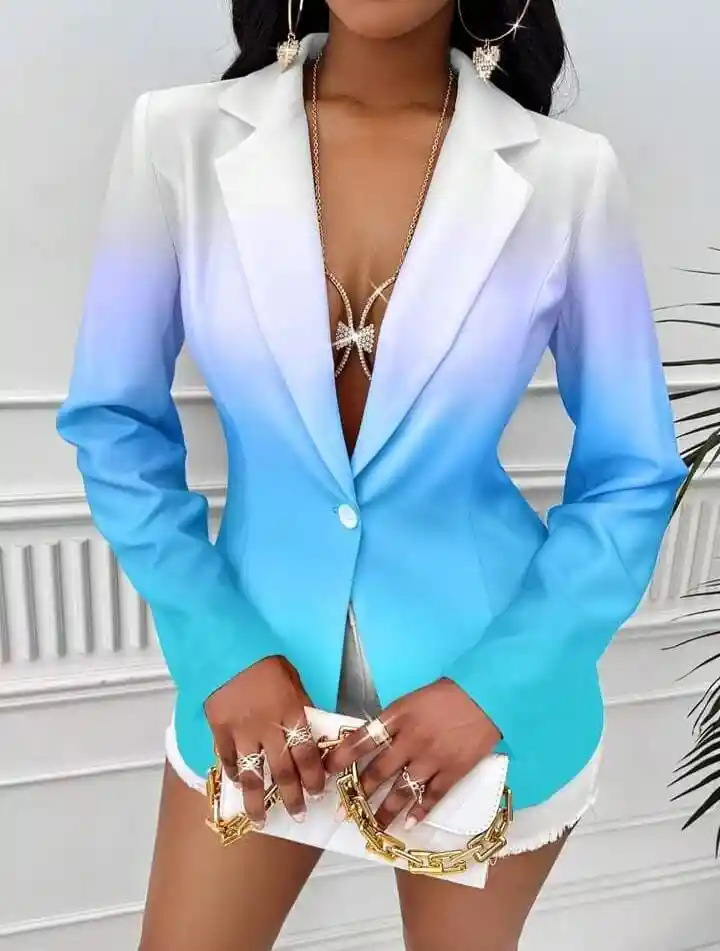 Blazer De Cuello Con Solapa Con Botón