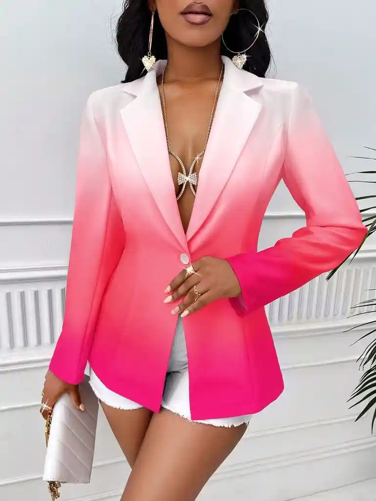 Blazer De Cuello Con Solapa Con Botón