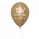 Globo Cumpleaños Dorado Con Helio Certificado Larga Duración