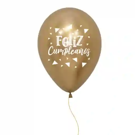 Globo Cumpleaños Dorado Con Helio Certificado Larga Duración