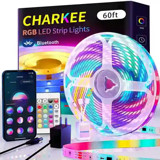 Cinta De Luz Led Rgb 18 Metros Tira Led + Control Bt 60 Pies