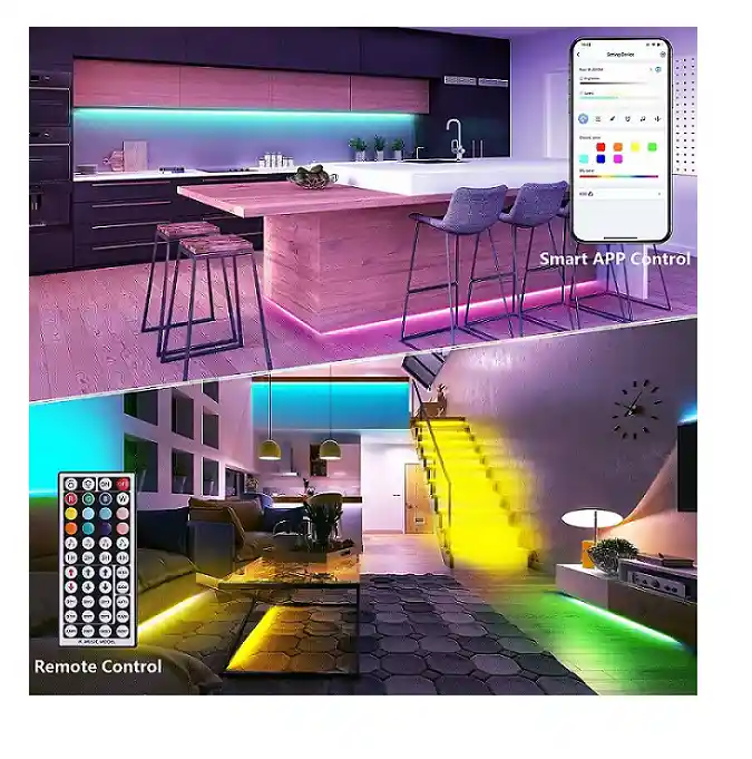 Cinta De Luz Led Rgb 18 Metros Tira Led + Control Bt 60 Pies