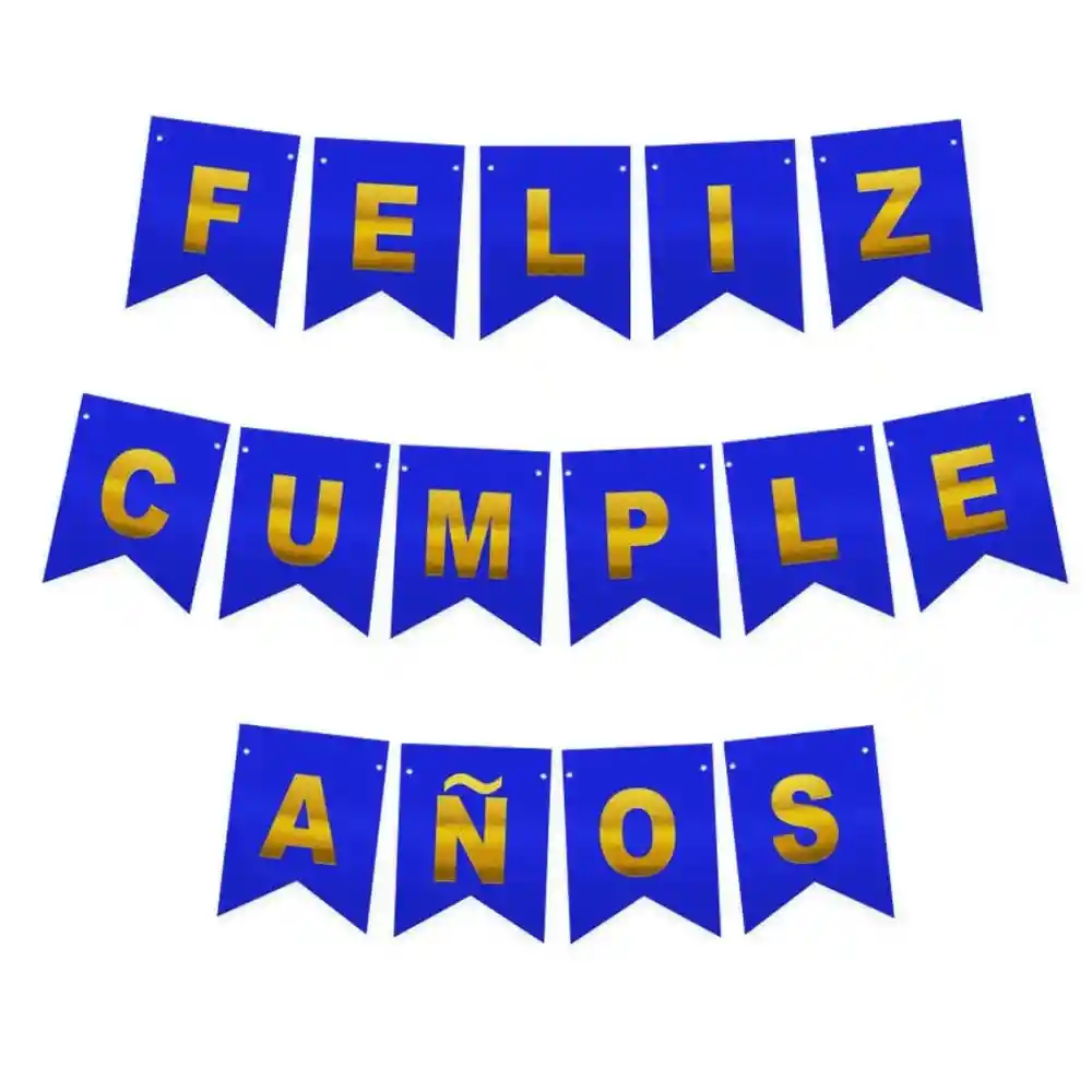 Feliz Cumpleaños Guirnalda Letrero Pequeño Azul 17 X 12 Cm