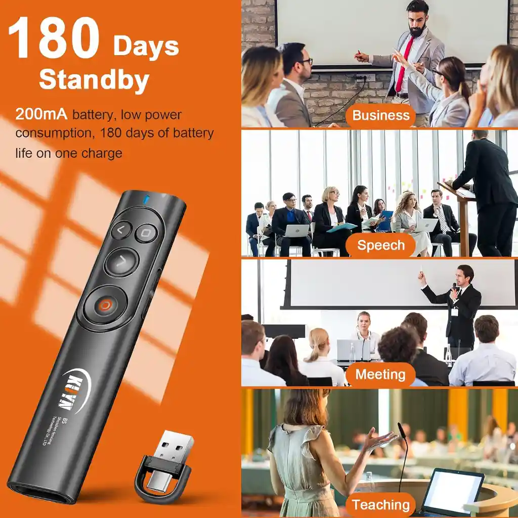 Presentador Diapostivas Inalambrico Control Recargable Usb C
