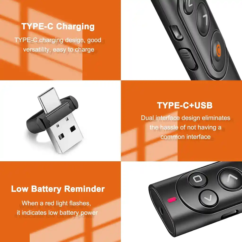 Presentador Diapostivas Inalambrico Control Recargable Usb C