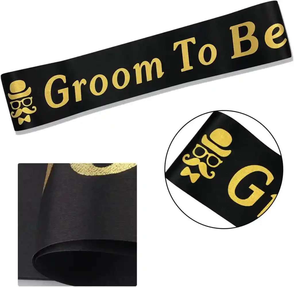 Banda Despedida Soltero Groom To Be Negro Con Dorado