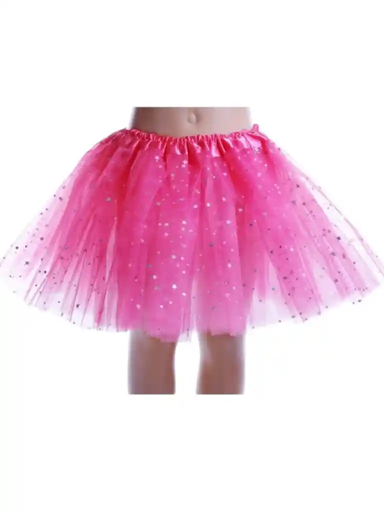 Disfraz Tutu Falda Brillante 30 Cm Para Niña Fucsia