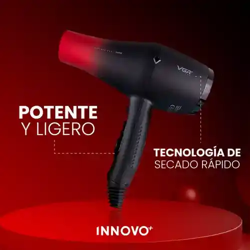Secador Profesional Con 3 Boquillas 1500w Cable Extra Largo Alta Potencia Calor Y Frio Hair Dryer Innovo Vgr 462