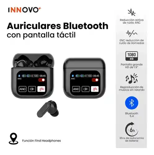 Audifonos Bluetooth 5ta Generacion Cancelación Ruido Sonido Mega Bass Pantalla Negro Pro Color Negro 5.2