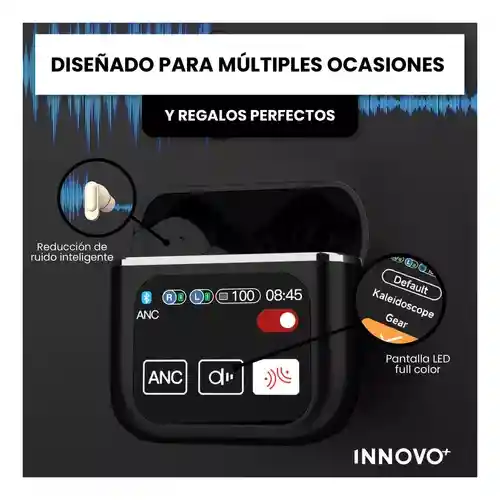 Audifonos Bluetooth 5ta Generacion Cancelación Ruido Sonido Mega Bass Pantalla Negro Pro Color Negro 5.2