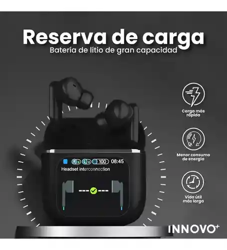 Audifonos Bluetooth 5ta Generacion Cancelación Ruido Sonido Mega Bass Pantalla Negro Pro Color Negro 5.2