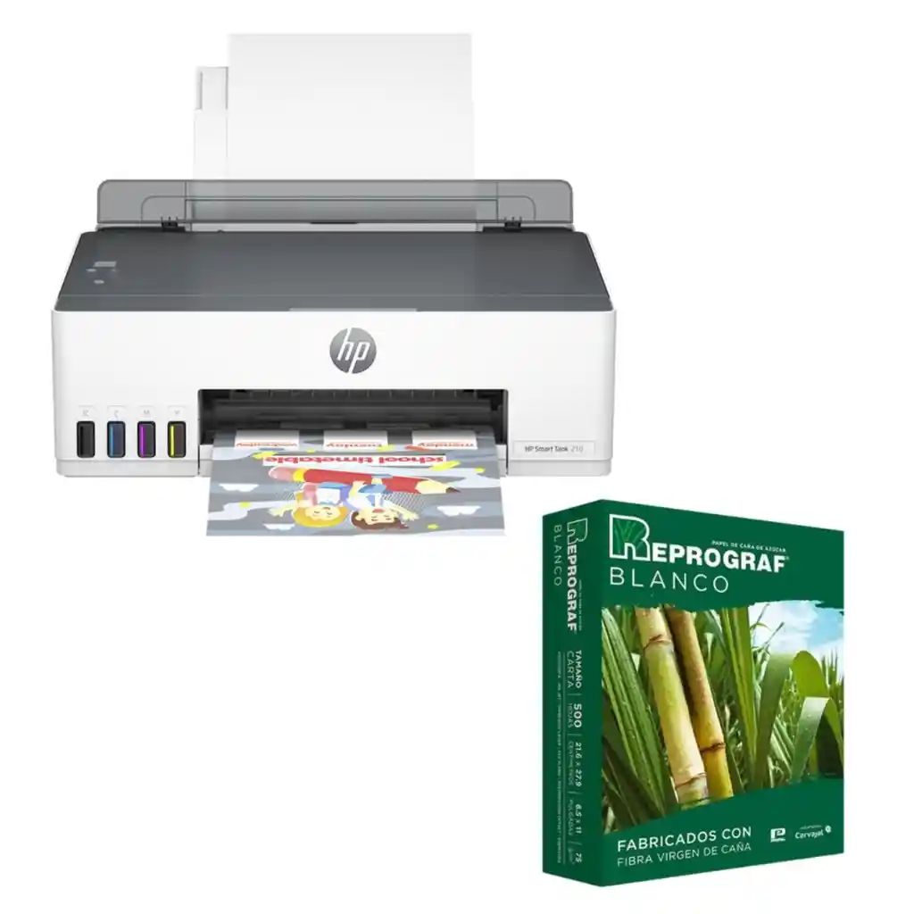 Combo Impresora Hp Smart Tank 210 Blanca + Resma