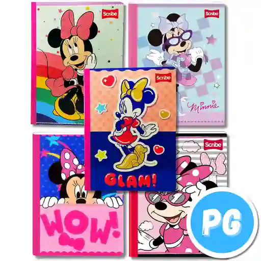 Cuaderno Cosido Scribe De Minnie Cuadros 100 Hojas - Se Envia Un Motivo Aleatorio