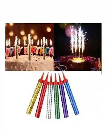 Velas Bengala Tipo Volcán Para Cumpleaños X6 Unidades / 12 Cm