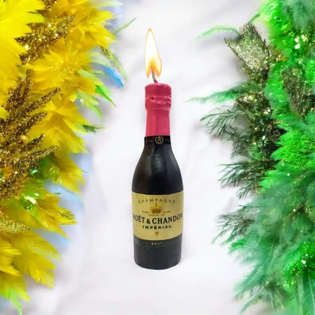 Vela En Forma Botella De Champagne 9cm / X1unidad