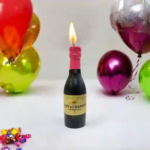 Vela En Forma Botella De Champagne 9cm / X1unidad