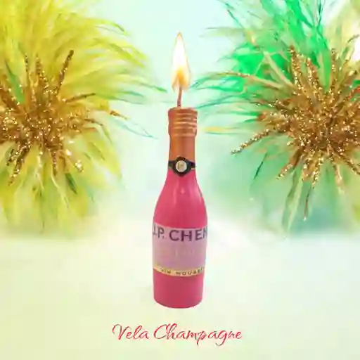 Vela En Forma Botella De Champagne Rosada 9cm / X1unidad