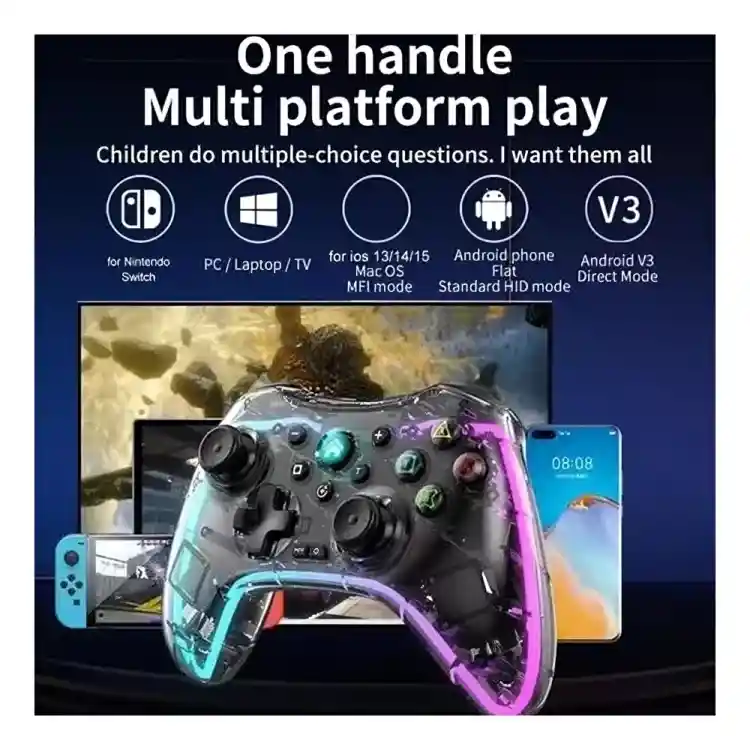 Control Bluetooth Gamepad Rgb Celular Pc Android