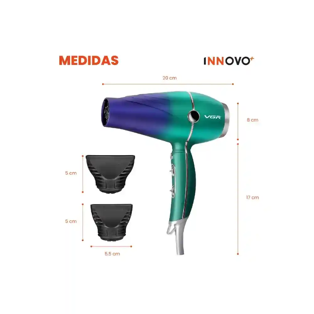 Secador Profesional Vgr Original 1500watts Con Cepillo Secador Avocados Vitamina Aguacate