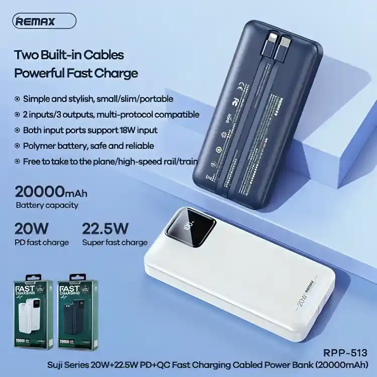 Power Bank Carga Rápida Remax Rpp-513 Series 20000mah