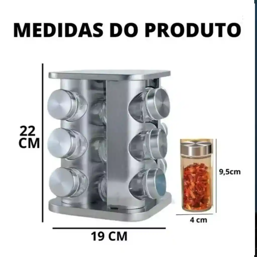 Organizador Giratorio De Acero Inoxidable Para Condimentos - 12 Tarros