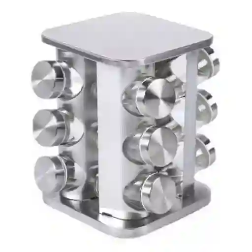 Organizador Giratorio De Acero Inoxidable Para Condimentos - 12 Tarros
