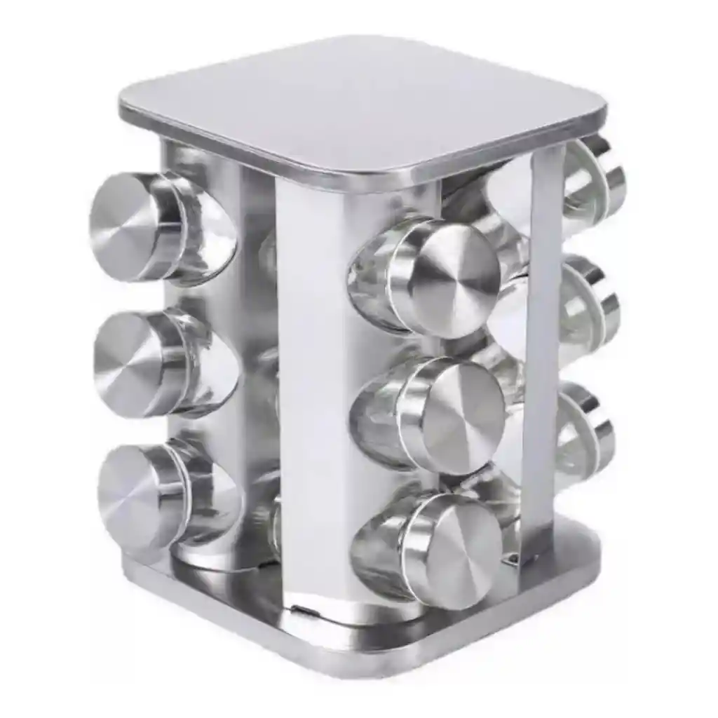 Organizador Giratorio De Acero Inoxidable Para Condimentos - 12 Tarros