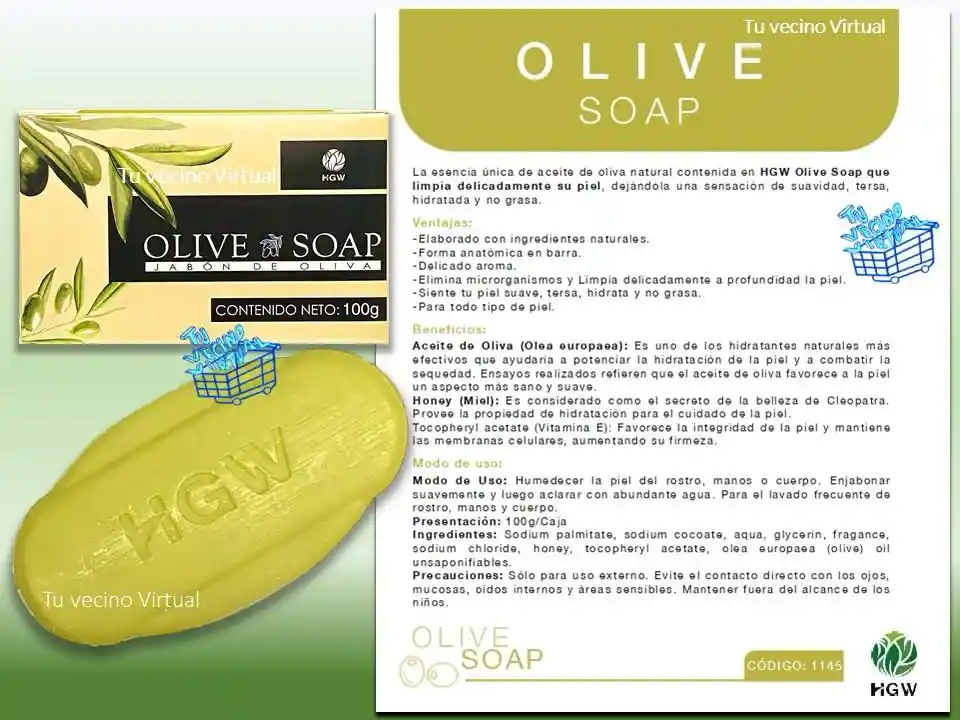 Jabon De Oliva En Barra Hgw
