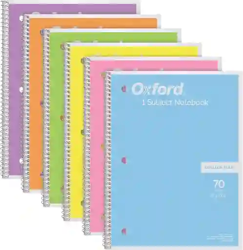 Cuaderno Argollado 1 Materia Oxford 70 Hojas Grande Rayado 27cm X 21cm