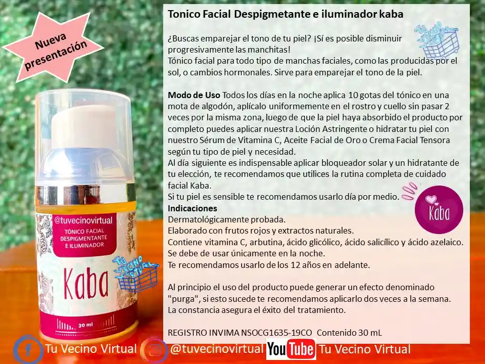 Contorno De Ojos Y Tonico Facial Despigmentante De Kaba