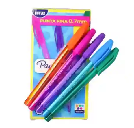 Caja Lapicero Colores Punta Fina Mixtos X12 Papermate