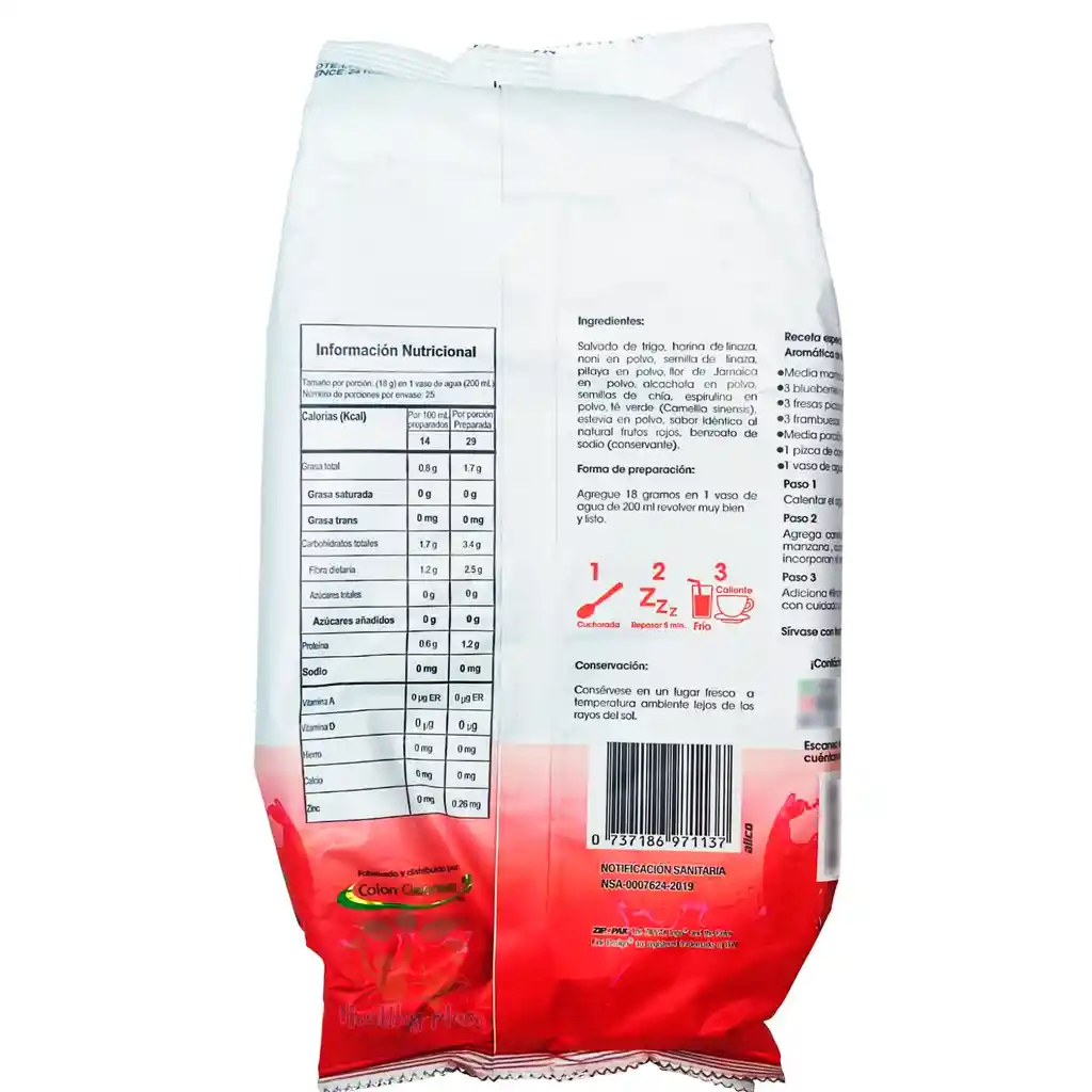 Fibra Colon Cleanser Linazamix 450g Sabor Frutos Rojos