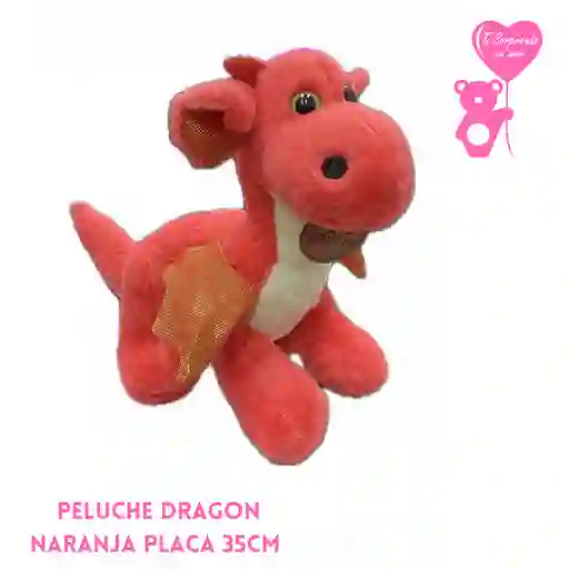 Peluche Dragon Naranja Placa 35cm