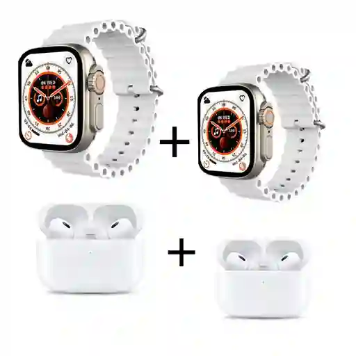 Doble Combo Smartwatch T8 Ultra Plus + Audífonos Airpods Pro (segunda Generación) Full Calidad 1.1