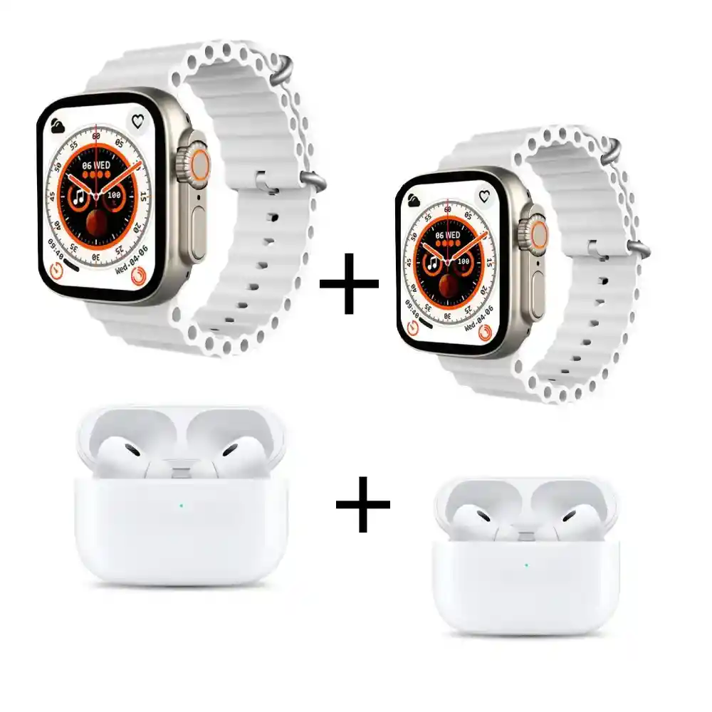 Doble Combo Smartwatch T8 Ultra Plus + Audífonos Airpods Pro (segunda Generación) Full Calidad 1.1