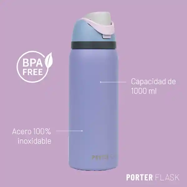 Botella Termica Agua 1lt Porter Flask Acero Inox - Purple