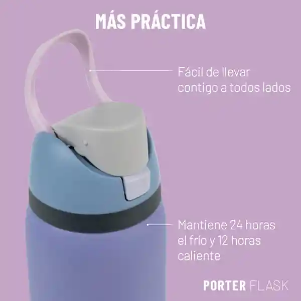 Botella Termica Agua 1lt Porter Flask Acero Inox - Purple