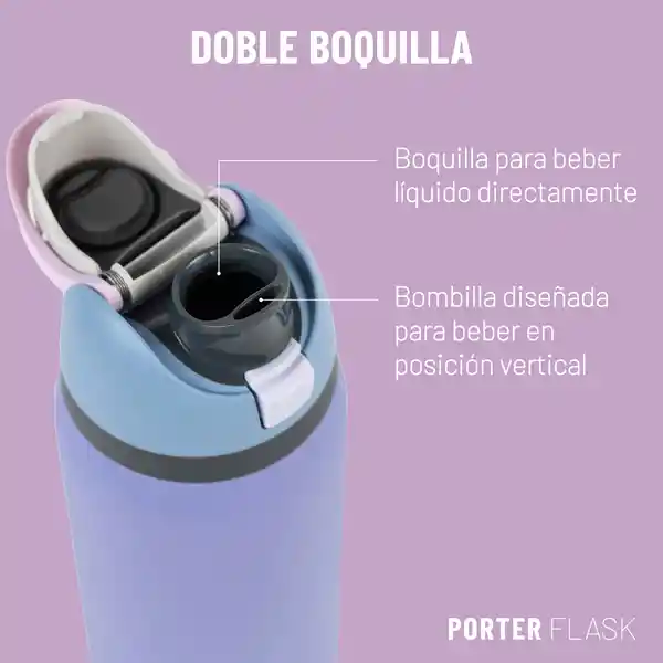 Botella Termica Agua 1lt Porter Flask Acero Inox - Purple