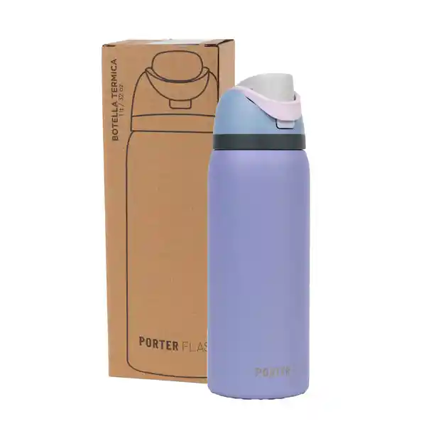 Botella Termica Agua 1lt Porter Flask Acero Inox - Purple