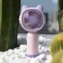 Ventilador Mini Recargable Con Orejas Y Base